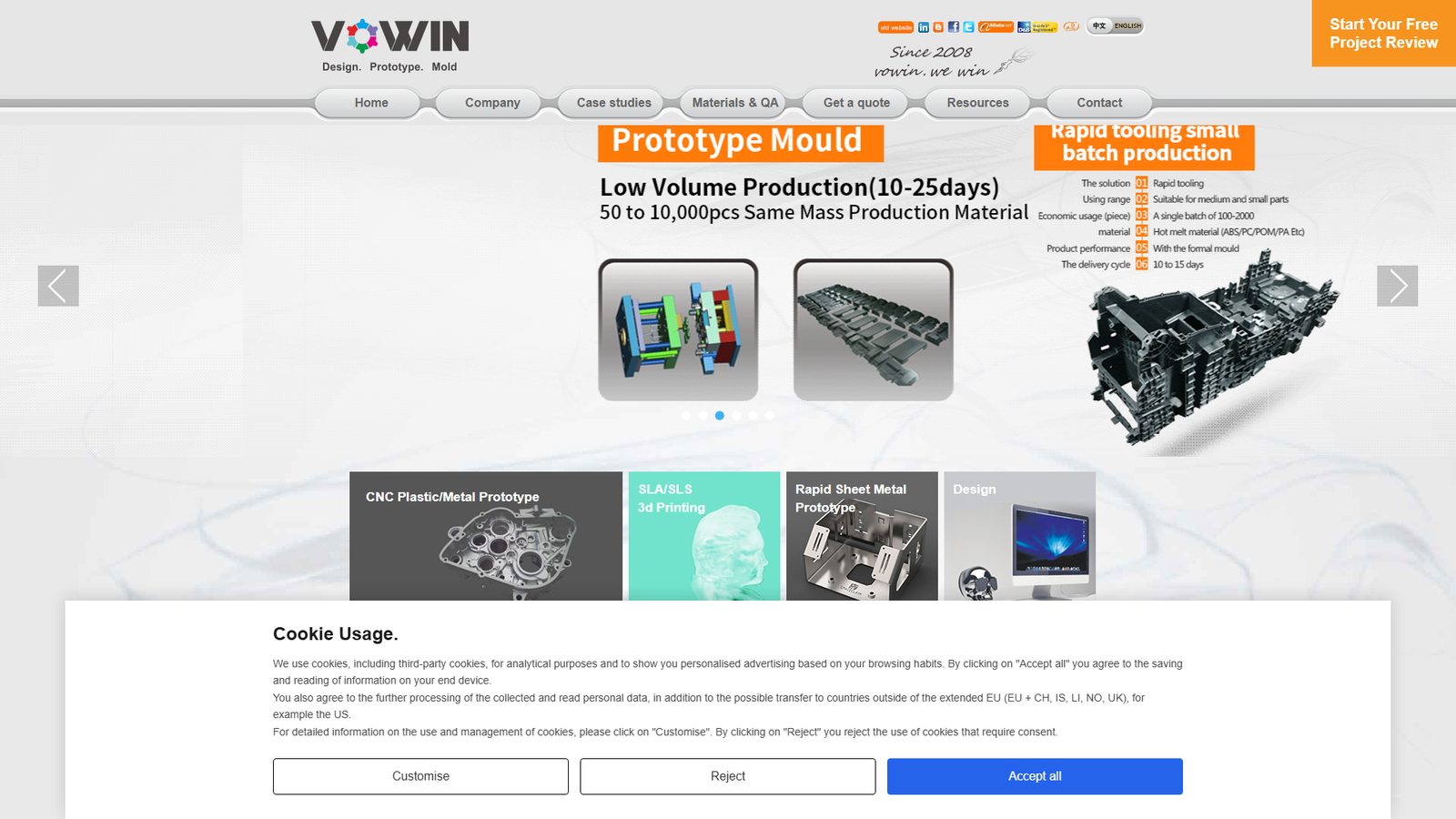 Vowin CNC manufacturing services