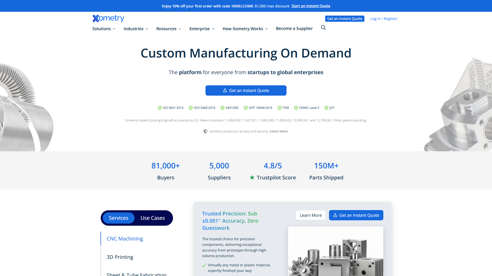 Xometry Web-based CNC solutions