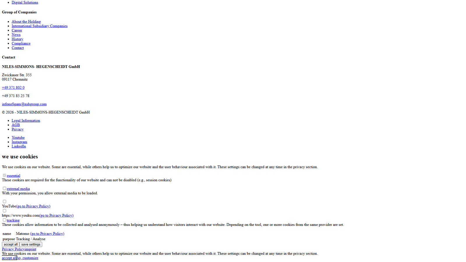 NSH Group railway precision machining