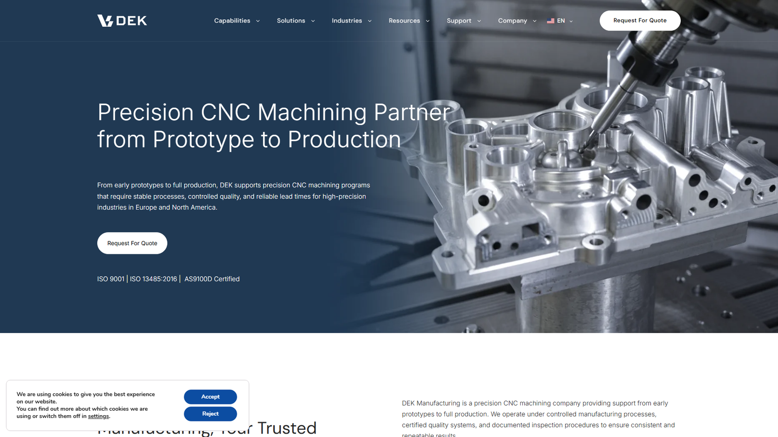 DEK China machining solutions