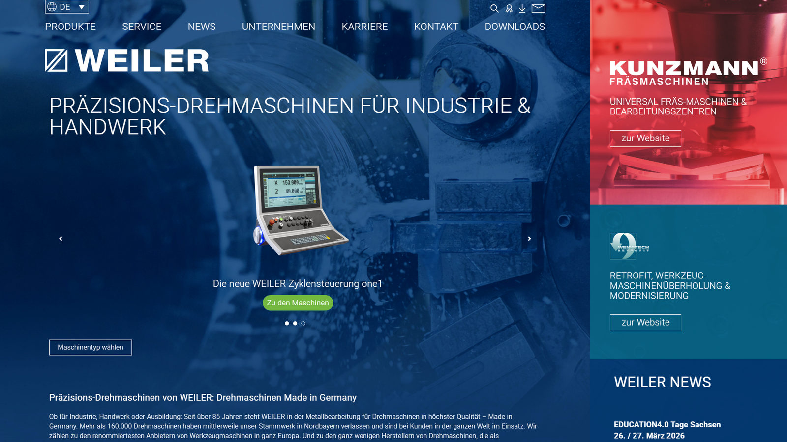 Weiler Werkzeugmaschinen GmbH CNC railway parts supplier