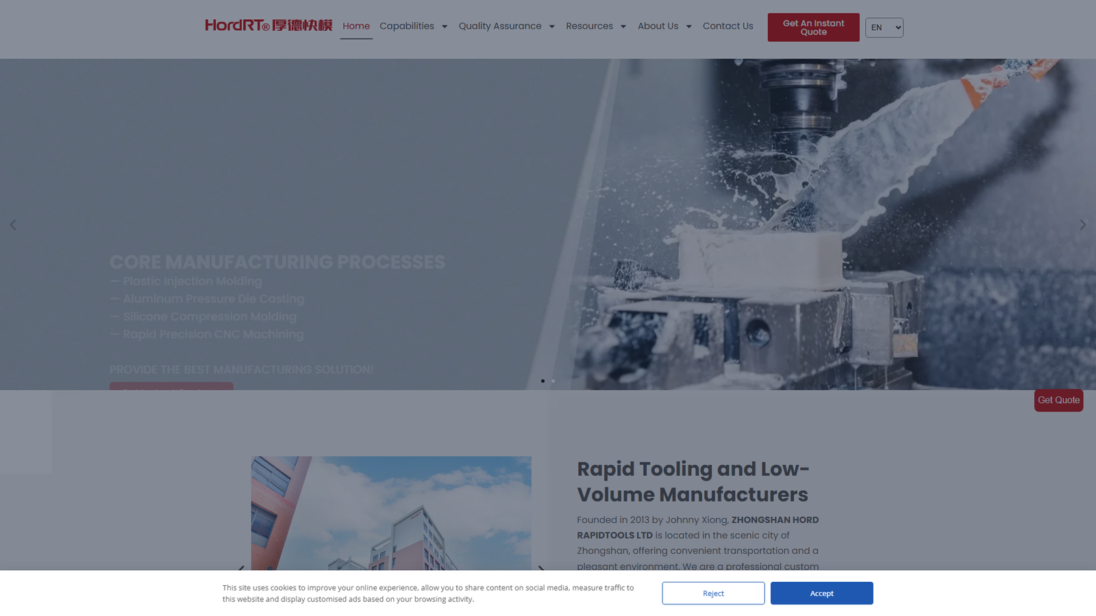 ZHONGSHAN HORD RAPIDTOOLS LTD Web-based CNC machining